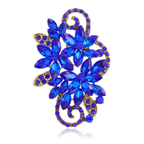 Tibetan Style Brooch, with Acrylic, plated, Unisex & with rhinestone, more colors for choice, 39x59mm, Sold By PC