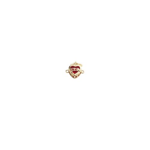 Cubic Zirconia Micro Pave Brass Connector, Heart, gold color plated, DIY & micro pave cubic zirconia, 18x18x6mm, Sold By PC