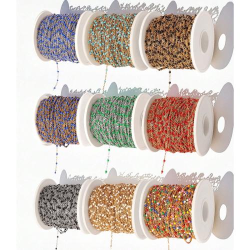 Decorative Beaded Chain, 304 Stainless Steel, plated, DIY & enamel, more colors for choice, Length:Approx 100 cm, Sold By Spool