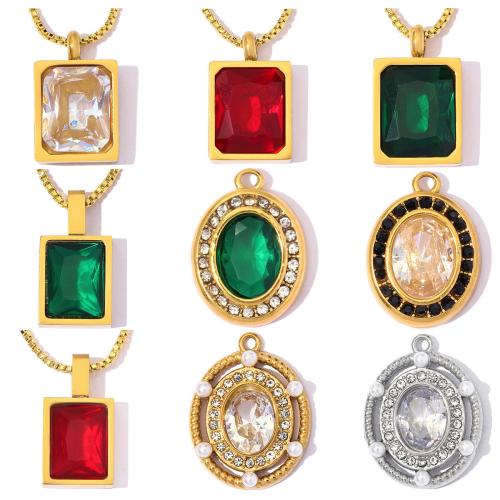 Stainless Steel Pendants, 304 Stainless Steel, with ABS Plastic Pearl, plated, DIY & different styles for choice & micro pave cubic zirconia & with rhinestone, 3PCs/Bag, Sold By Bag