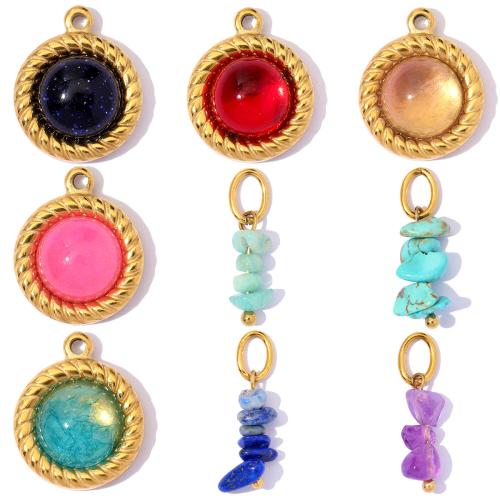 Stainless Steel Pendants, 304 Stainless Steel, with Glass Stone & Gemstone, plated, DIY & different styles for choice, 3PCs/Bag, Sold By Bag