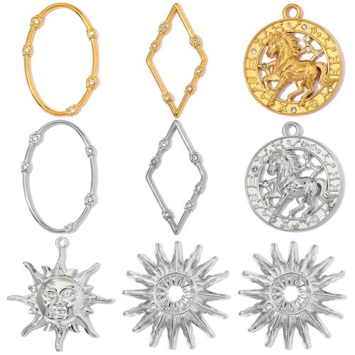 Stainless Steel Pendants, 304 Stainless Steel, plated, DIY & different styles for choice & with rhinestone, 3PCs/Bag, Sold By Bag