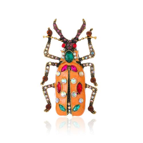 Tibetan Style Brooch, Insect, plated, Unisex & enamel & with rhinestone, more colors for choice, 41x70mm, Sold By PC