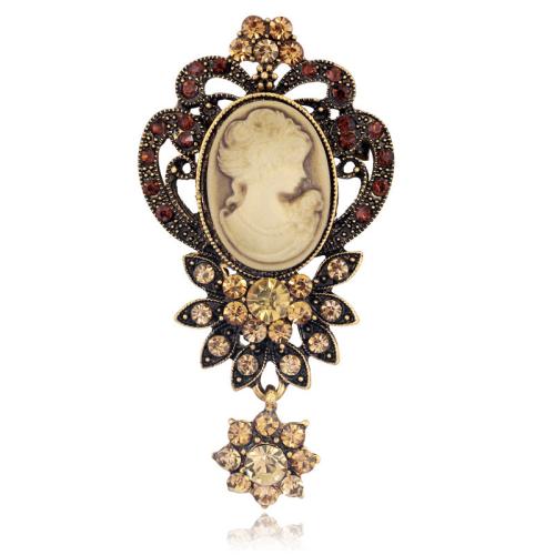 Tibetan Style Brooch, Character, plated, Unisex & with rhinestone, more colors for choice, 35x75mm, Sold By PC