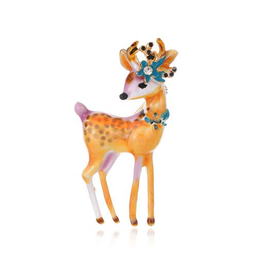 Tibetan Style Brooch, Deer, plated, Unisex & enamel & with rhinestone, 25x44mm, Sold By PC