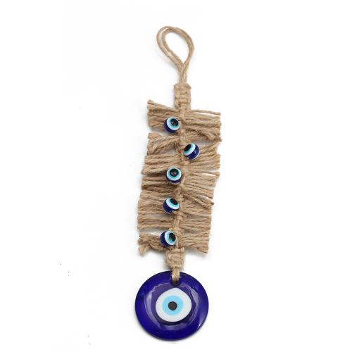 Hanging Ornaments, Glass, with Cotton Cord, Evil Eye, Unisex, 300mm, Sold By PC