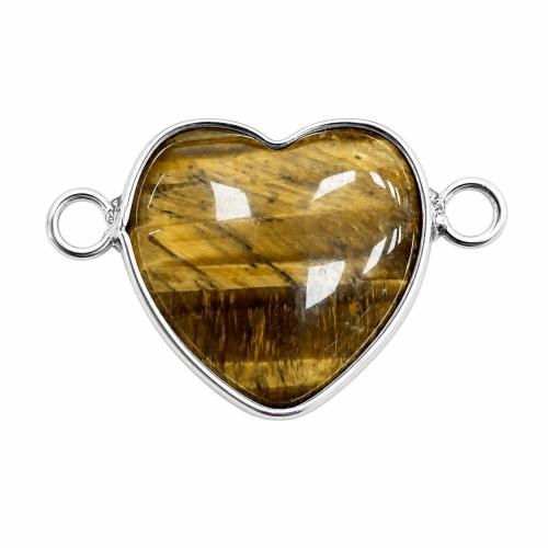 Gemstone Connector, Heart, silver color plated, DIY & different materials for choice, 15x23mm, Sold By PC