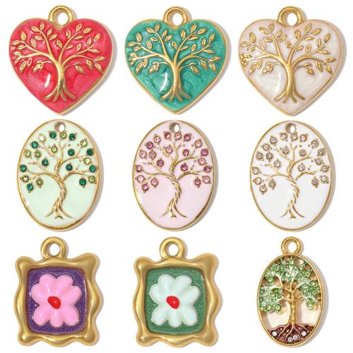 Stainless Steel Pendants, 304 Stainless Steel, plated, DIY & different styles for choice & enamel & with rhinestone, 3PCs/Bag, Sold By Bag