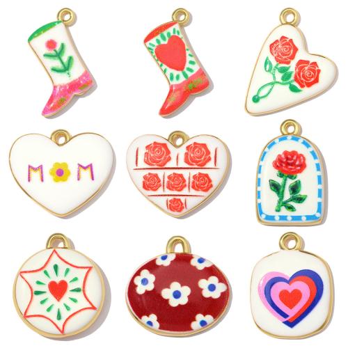 Brass Jewelry Pendants, plated, DIY & different styles for choice & enamel, 3PCs/Bag, Sold By Bag