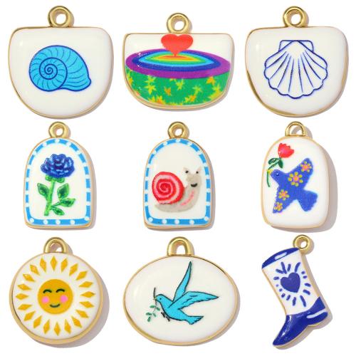 Brass Jewelry Pendants, plated, DIY & different styles for choice & enamel, 3PCs/Bag, Sold By Bag
