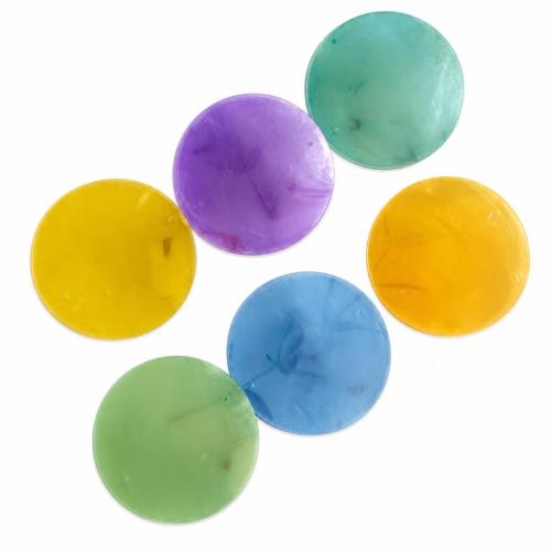 Shell Connector, Capiz Shell, Flat Round, DIY & double-hole, more colors for choice, 50mm, Sold By PC