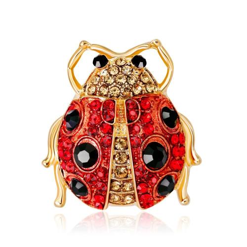 Tibetan Style Brooch, Insect, plated, Unisex & with rhinestone, gold, 27x29mm, Sold By PC