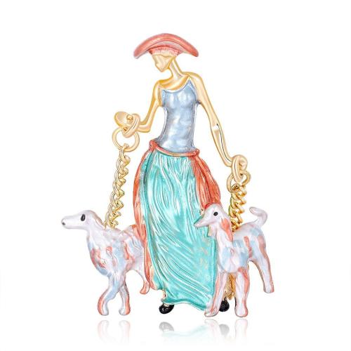 Tibetan Style Brooch, Character, plated, Unisex & enamel, more colors for choice, 31x45mm, Sold By PC