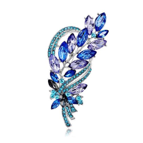 Tibetan Style Brooch, with Crystal, plated, Unisex & with rhinestone, more colors for choice, 45x88mm, Sold By PC