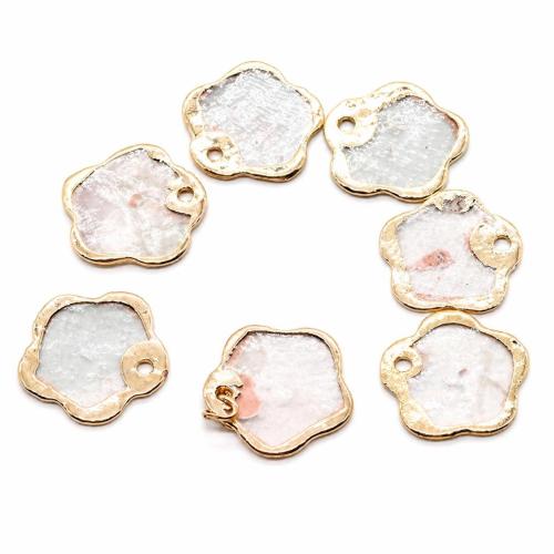 Shell Pendants, Capiz Shell, Plum Blossom, gold color plated, DIY, 12mm, Sold By PC