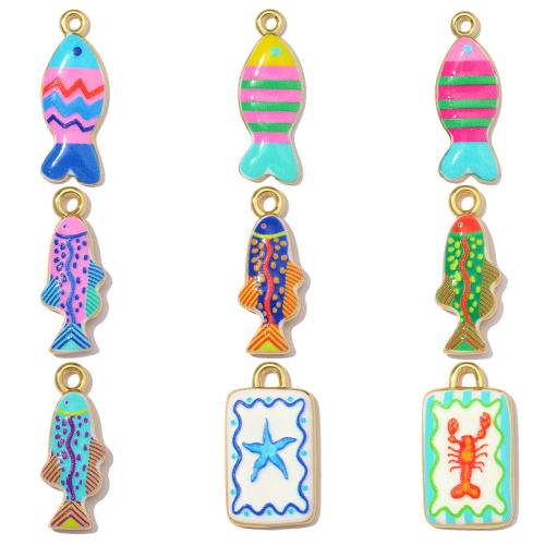 Brass Jewelry Pendants, gold color plated, DIY & different styles for choice & enamel, 3PCs/Bag, Sold By Bag