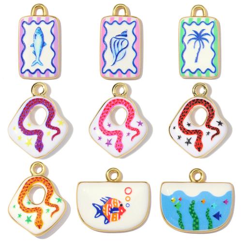 Brass Pendant, gold color plated, DIY & different styles for choice & enamel, 3PCs/Bag, Sold By Bag