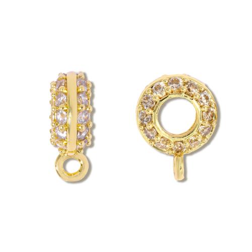 Brass Pendant Bail, Rondelle, gold color plated, DIY & micro pave cubic zirconia, 8x10mm, 5PCs/Bag, Sold By Bag