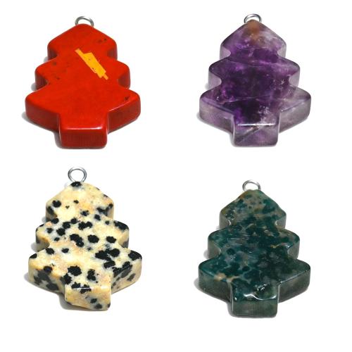 Gemstone Jewelry Pendants, Christmas Tree, Carved, DIY & different materials for choice, 19x28mm, Sold By PC