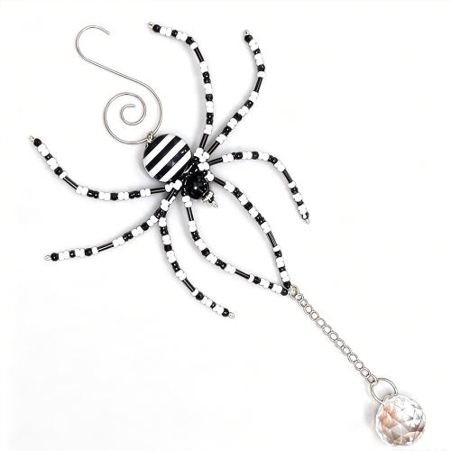 Gemstone Hanging Ornaments, with Crystal, Spider, Halloween Design, 230x110mm, Sold By PC