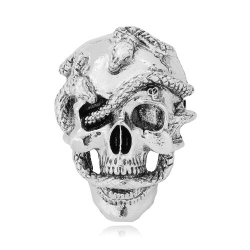 Tibetan Style Brooch, Skull, plated, Halloween Design & vintage & Unisex, more colors for choice, 32x44mm, Sold By PC