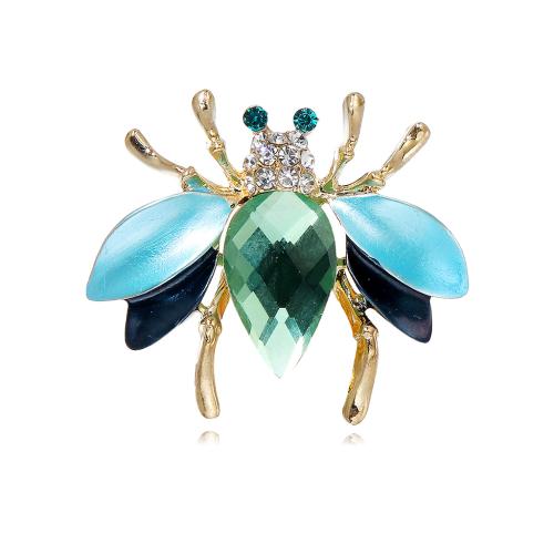 Tibetan Style Brooch, Bee, plated, Unisex & with rhinestone, more colors for choice, 36x33mm, Sold By PC