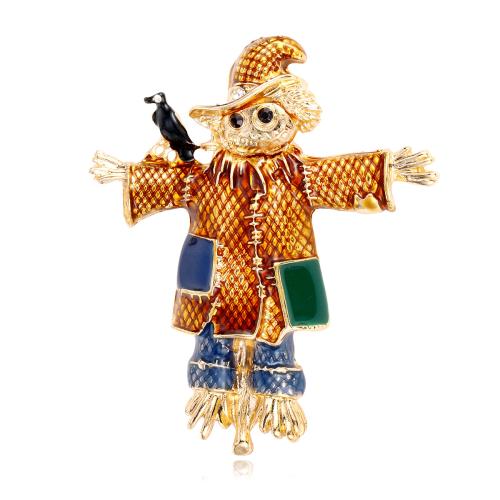 Tibetan Style Brooch, clown, plated, Unisex & enamel & with rhinestone, 52x62mm, Sold By PC