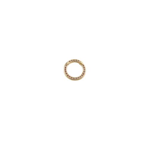 Brass Snap Clasp, Donut, gold color plated, DIY & micro pave cubic zirconia, 12x12x2mm, Sold By PC