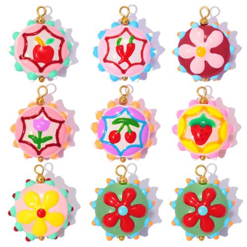 Lampwork Plants Pendants, 304 Stainless Steel, with Lampwork, gold color plated, DIY & different styles for choice, 3PCs/Bag, Sold By Bag