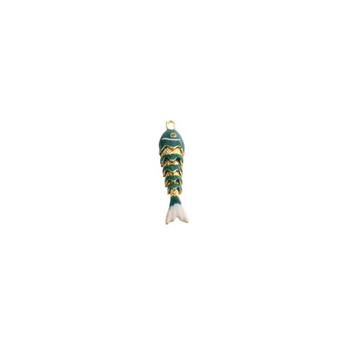 Brass Jewelry Pendants, Fish, gold color plated, DIY & enamel, 45x10x7mm, Sold By PC