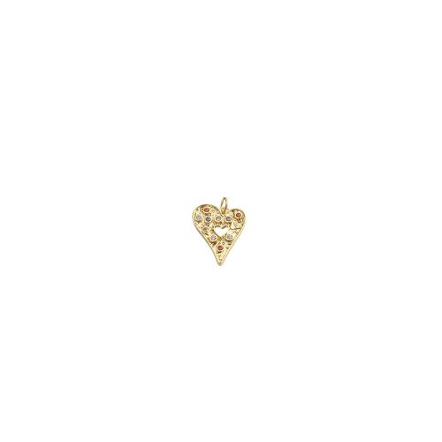Cubic Zirconia Micro Pave Brass Pendants, Heart, gold color plated, DIY & micro pave cubic zirconia, 20x16x2mm, Sold By PC