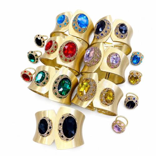 Crystal Jewelry Set, with Tibetan Style, gold color plated, different styles for choice & for woman & with rhinestone, more colors for choice, Sold By PC