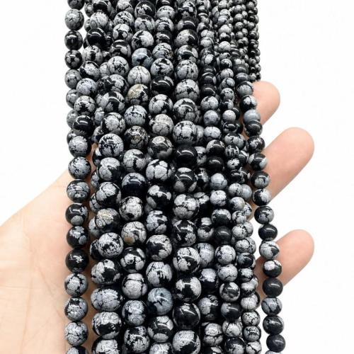 Natural Snowflake Obsidian Beads, Round, DIY & different size for choice, Sold Per Approx 38 cm Strand
