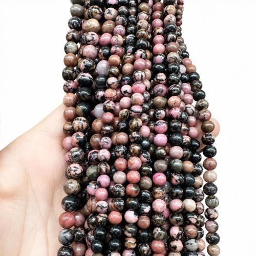 Black Stripes Rhodochrosite Stone Beads, Round, DIY & different size for choice, Sold Per Approx 38 cm Strand
