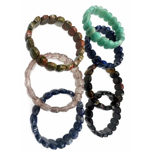 Gemstone Bracelet, Geometrical Pattern, fashion jewelry & Unisex, more colors for choice, beads size 15*11*6mm, Length:Approx 21 cm, Sold By PC