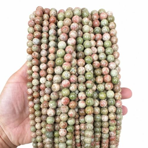 Natural Unakite Beads, Round, DIY & different size for choice, Sold Per Approx 38 cm Strand