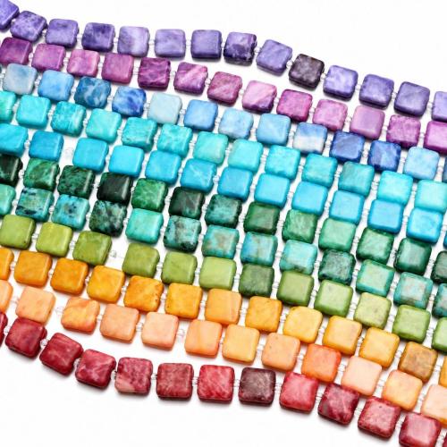 Impression Jasper Beads, Square, polished, DIY, more colors for choice, 10x10x5mm, Approx 16PCs/Strand, Sold By Strand