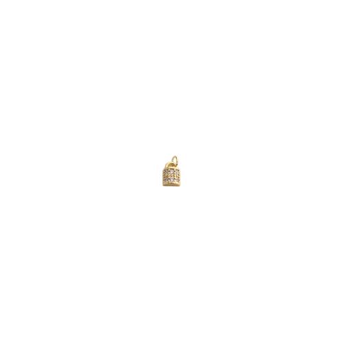 Cubic Zirconia Micro Pave Brass Pendants, gold color plated, DIY & micro pave cubic zirconia, 12x7x3mm, Sold By PC