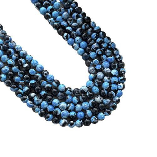 Agate Jewelry Beads, Fire Agate, Round, polished, DIY & different size for choice, acid blue, Sold Per Approx 38 cm Strand