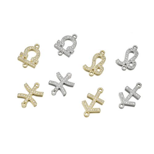 Cubic Zirconia Micro Pave Brass Connector, 12 Signs of the Zodiac, plated, DIY & different styles for choice & micro pave cubic zirconia, Sold By PC