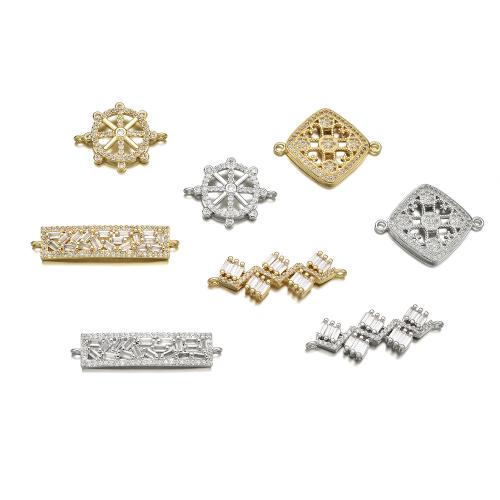 Cubic Zirconia Micro Pave Brass Connector, plated, DIY & different styles for choice & micro pave cubic zirconia, Sold By PC