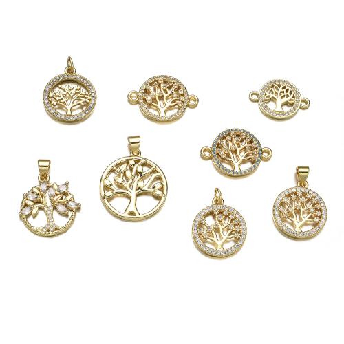 Cubic Zirconia Micro Pave Brass Pendants, 18K gold plated, DIY & different styles for choice & micro pave cubic zirconia, Sold By PC