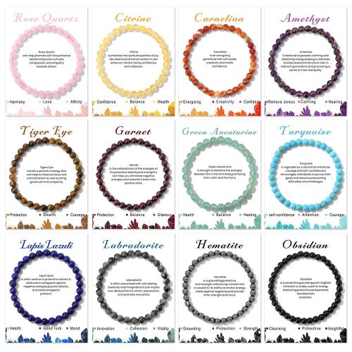 Gemstone Bracelet, Round, handmade, elastic & different materials for choice & Unisex, beads size 6mm, Length:Approx 19 cm, Sold By PC