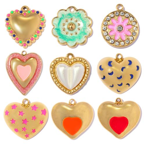 Pendentifs en titane, Acier titane, Placage, DIY & styles différents pour le choix & émail & avec strass, plus de couleurs à choisir, 3PC/sac, Vendu par sac