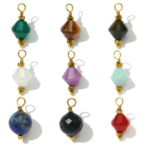 Edelstein Anhänger Schmuck, Titanstahl, mit Edelstein, plattiert, DIY & verschiedene Stile für Wahl, keine, 3PCs/Tasche, verkauft von Tasche