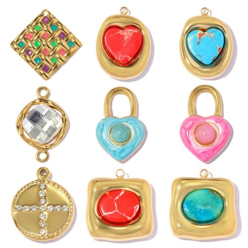 Pendentifs en titane, Acier titane, Placage, DIY & styles différents pour le choix & émail & avec strass, plus de couleurs à choisir, 3PC/sac, Vendu par sac