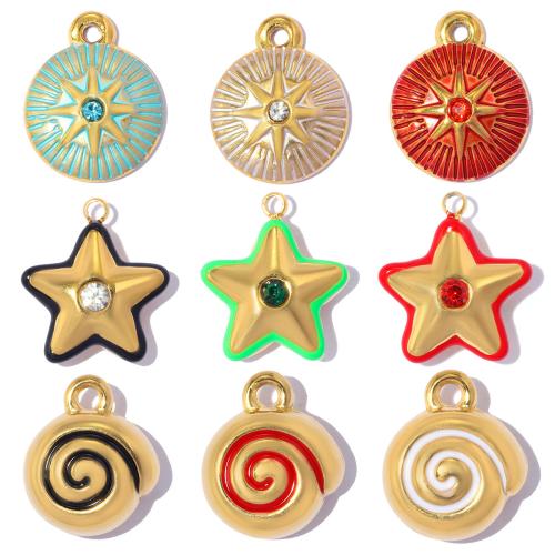 Pendentifs en titane, Acier titane, Placage, DIY & styles différents pour le choix & émail & avec strass, plus de couleurs à choisir, 3PC/sac, Vendu par sac