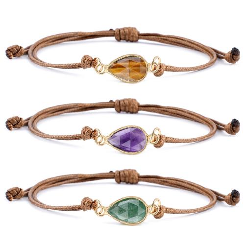 Edelstein Armband, mit Wachsschnur, Tropfen, plattiert, verschiedenen Materialien für die Wahl & unisex & facettierte, Länge:ca. 26 cm, verkauft von PC