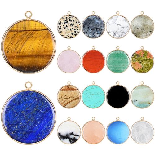 Edelstein Anhänger Schmuck, flache Runde, plattiert, DIY & verschiedenen Materialien für die Wahl, 31mm, verkauft von PC