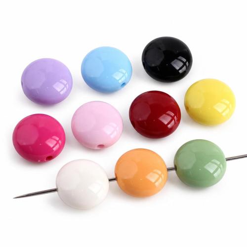Opaque Acrylic Beads, Flat Round, DIY, more colors for choice, 16.70x17.10x10.10mm, 500G/Lot, Sold By Lot